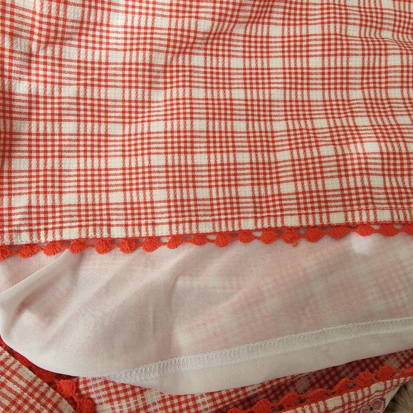 Very J Red and White Plaid Cold Shoulder Babydoll - Picture 9 of 11